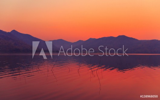 Picture of Sunrise sky over the lake in the morning Thailand